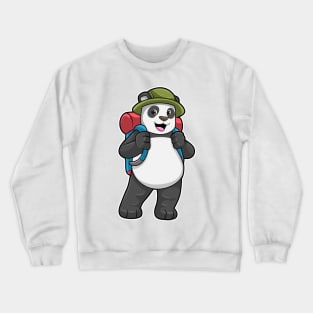 Panda as Hiker with Backpack Crewneck Sweatshirt